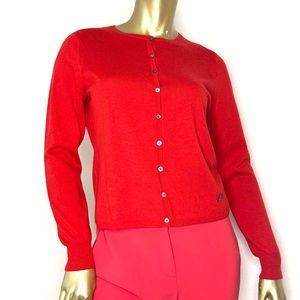 VINTAGE CAROLINA HERRERA WOOL, SILK, CASHMERE CARDIGAN SZ M made in Hong Kong